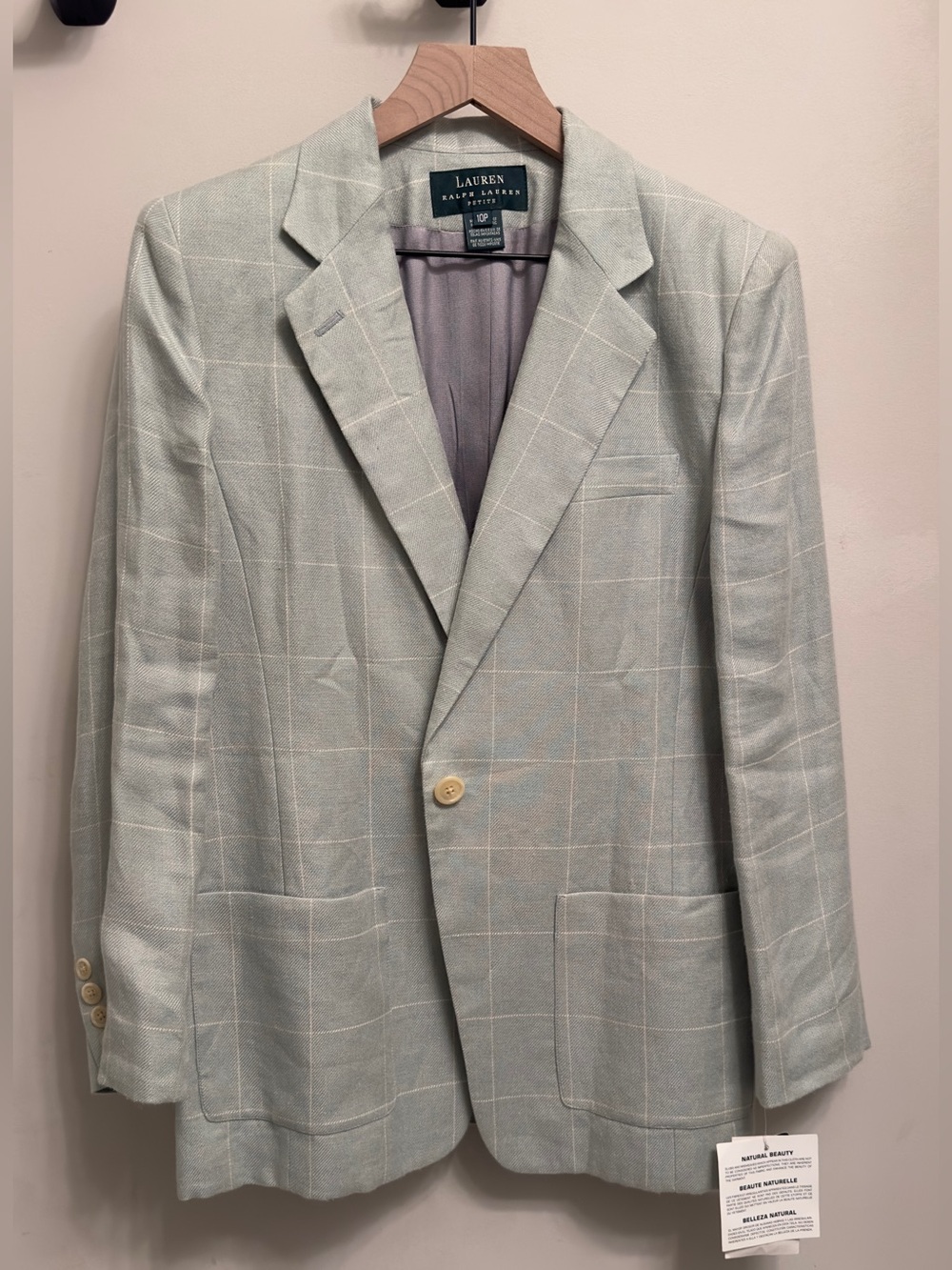 Lauren Ralph Lauren Martha’s Vineyard Cool Green Windowpane Blazer 10P NWT